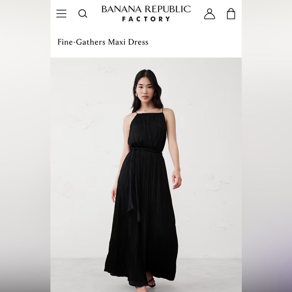 Banana Republic Factory Black Pleated Maxi Dress- Large